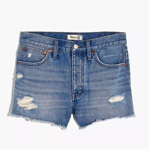 Madewell Relaxed Denim Shorts in Homecrest Wash: Ripped Edition